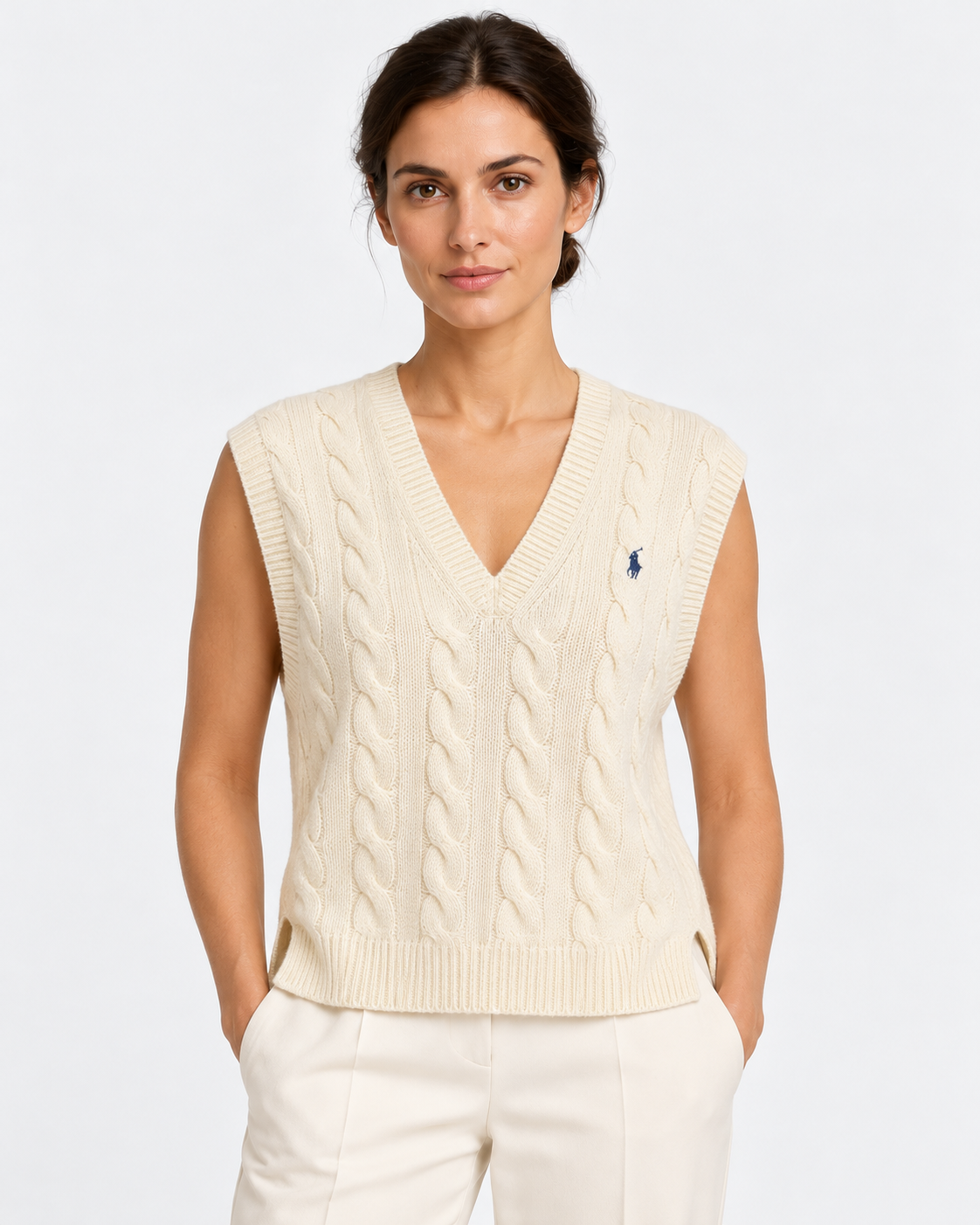 polo ralph lauren Gilet in maglia di lana e cashmere a trecce