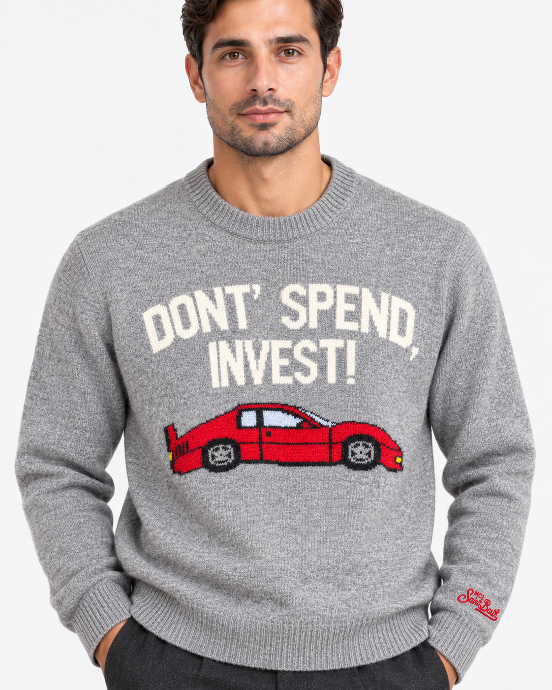MC2 Saint Barth Maglia Uomo Heron Grigia Spend Red Car