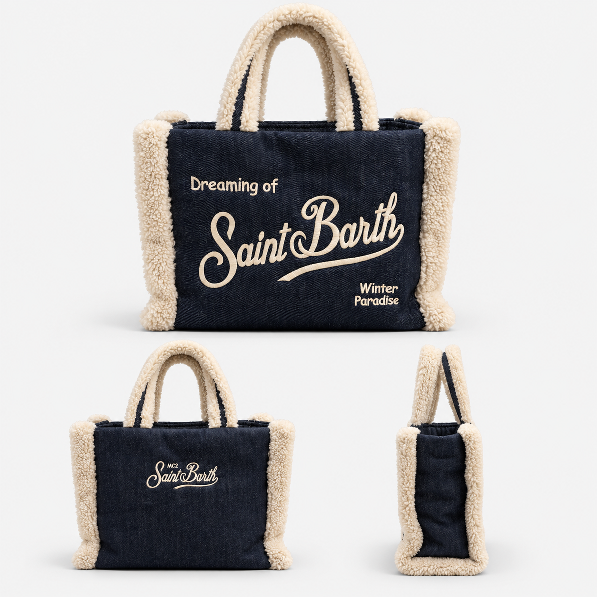 MC2 Saint Barth Borsa Donna Vanity Denim Scuro con Dettagli Teddy