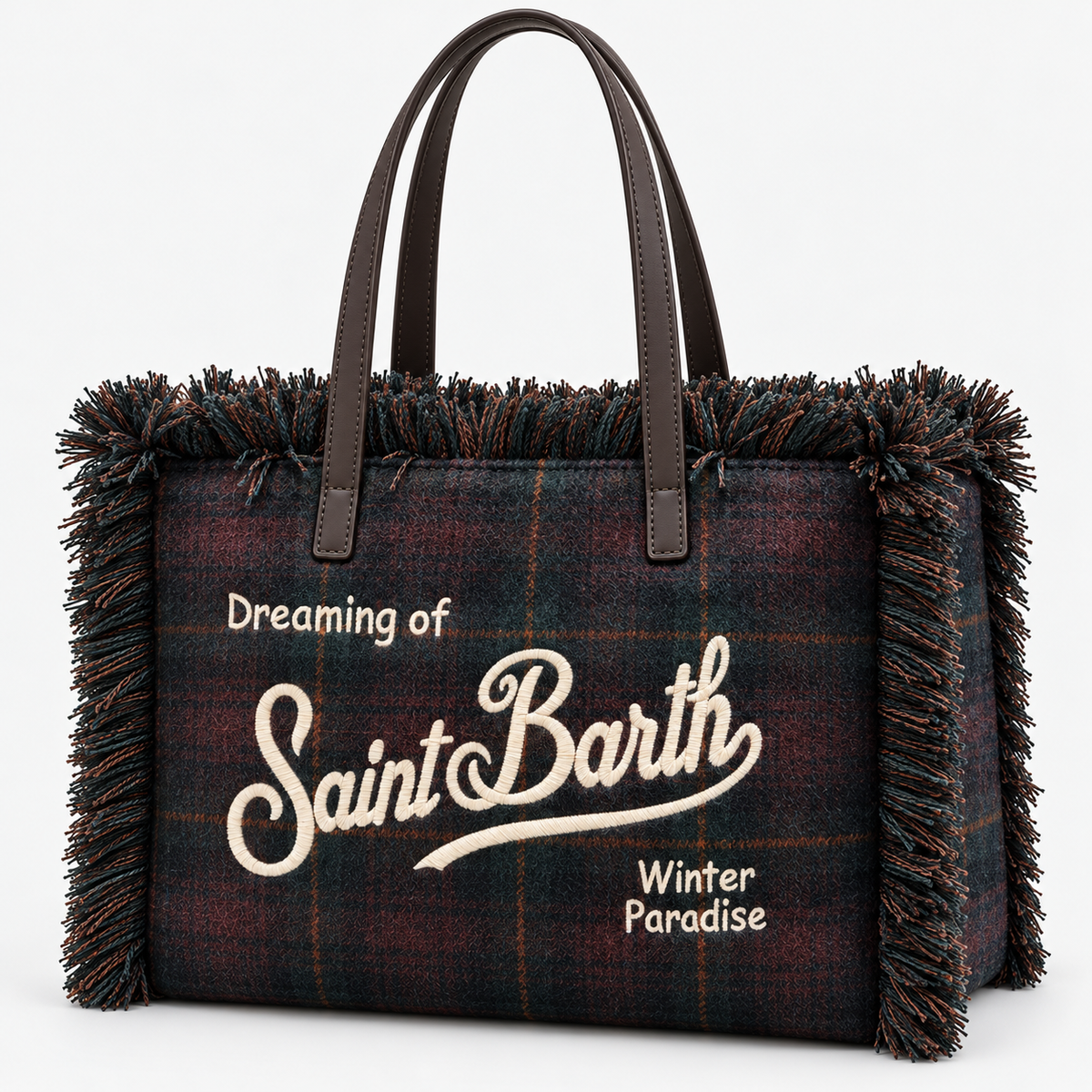 MC2 Saint Barth Borsa Donna Vanity Tartan Verde Scuro e Bordeaux