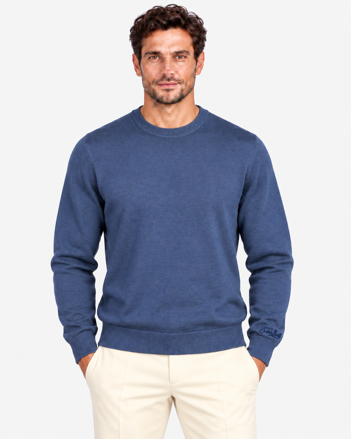MC2 Saint Barth Maglia Uomo Night Blue in Lana Ultrafine
