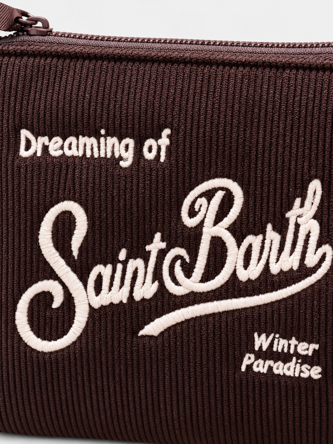 MC2 Saint Barth Pochette Donna Aline in Velluto a Coste Marrone