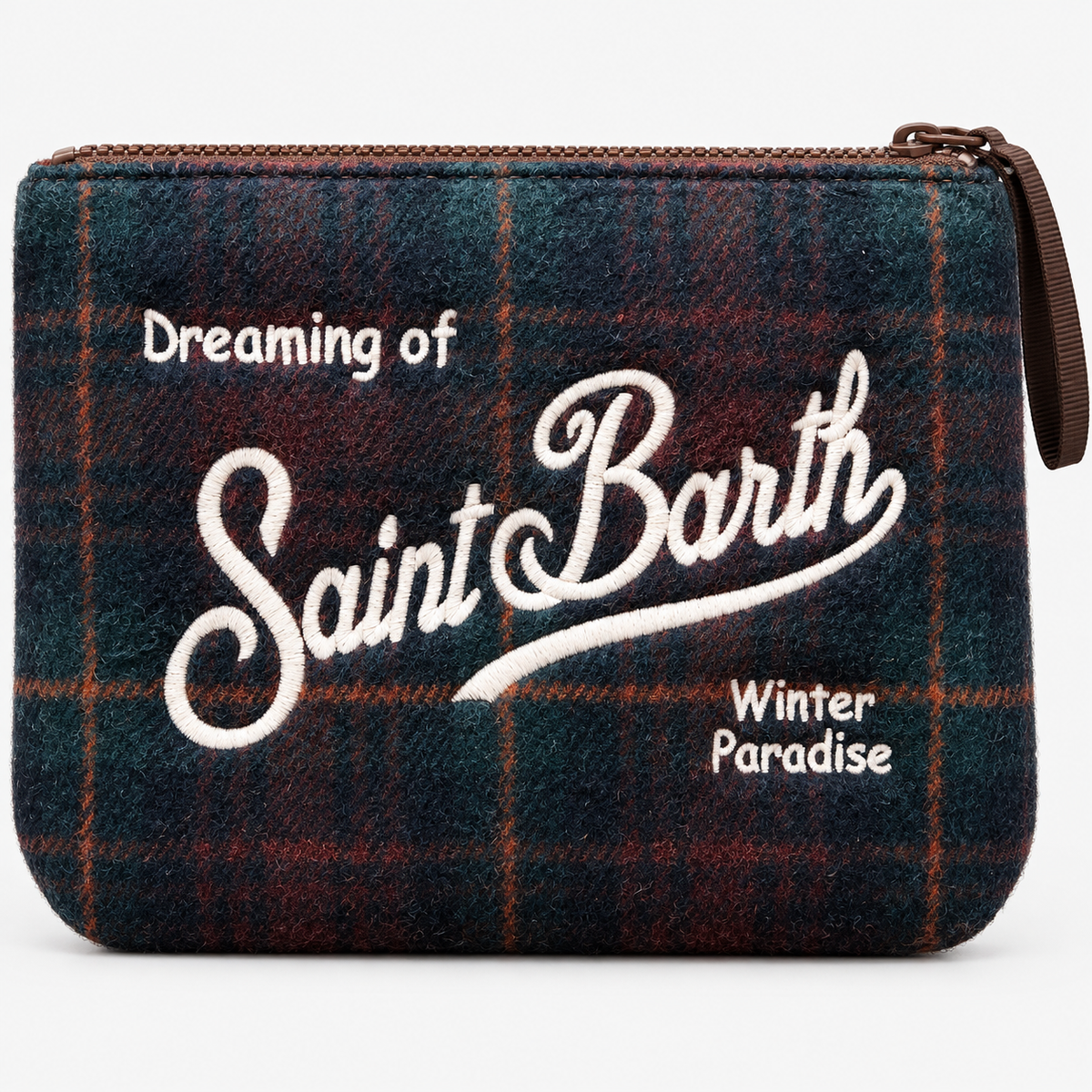 MC2 Saint Barth Pochette Donna Aline Wool Tartan Verde e Bordeaux