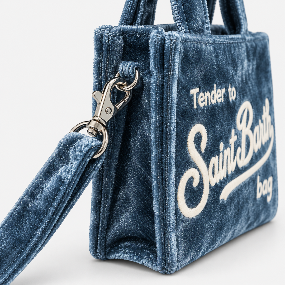 MC2 Saint Barth Phone Bag Donna in Velluto Blu con Tracolla