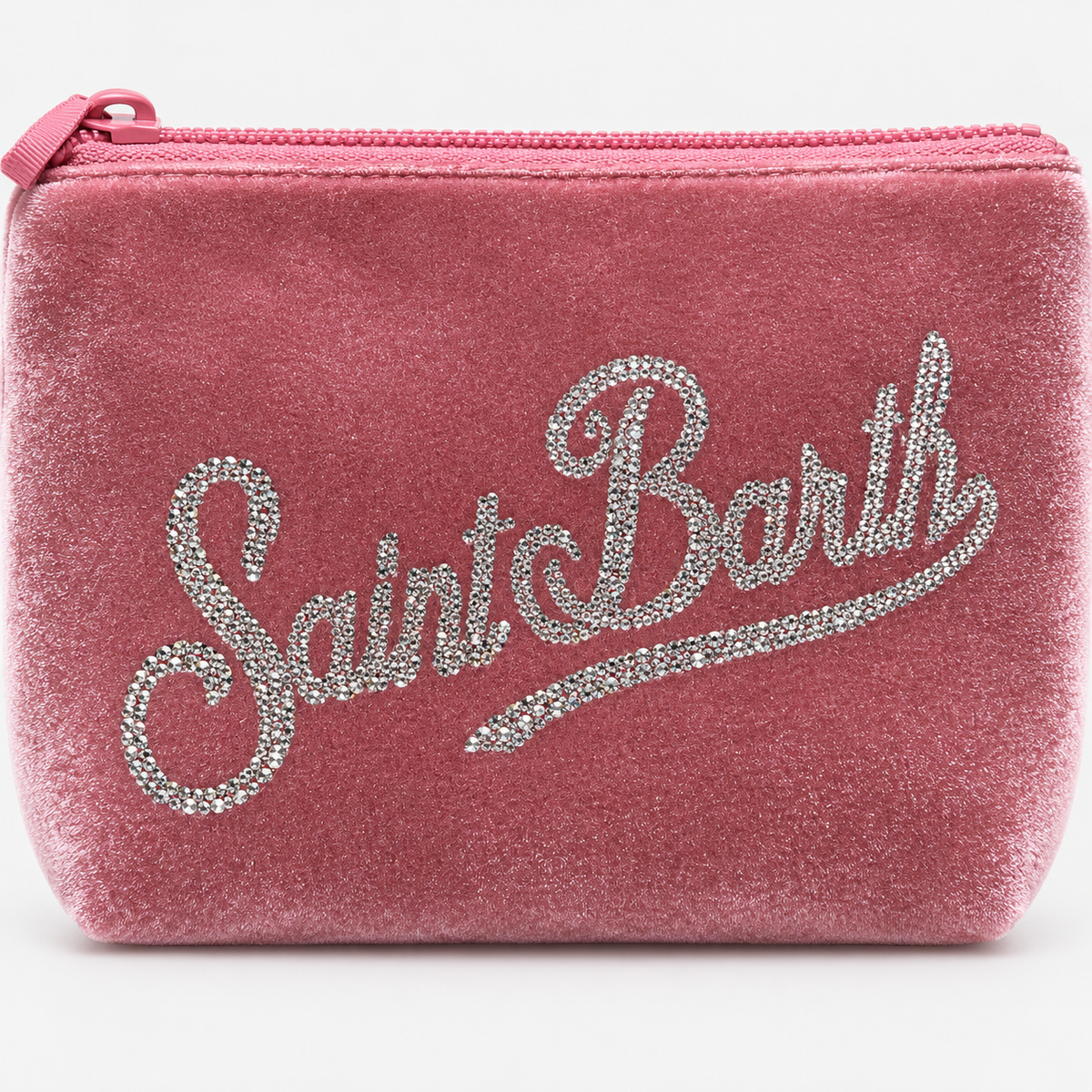 MC2 Saint Barth Pochette Donna Aline in Velluto Rosa con Strass