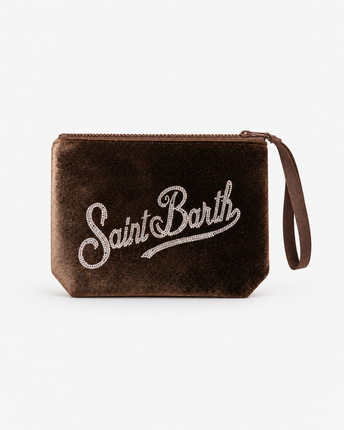 MC2 Saint Barth Pochette Donna Aline Velvet Strass Marrone