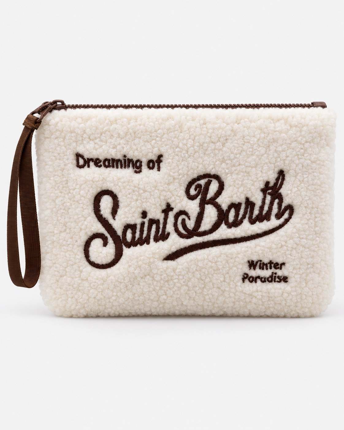 MC2 Saint Barth Pochette Donna Aline Teddy Panna con Ricamo Marrone