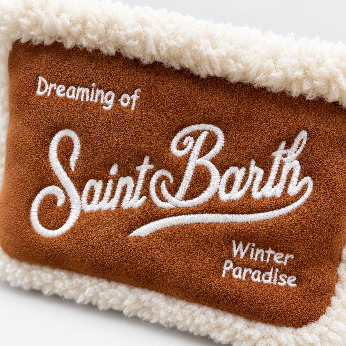 MC2 Saint Barth Pochette Donna Aline Shearling Cognac e Panna