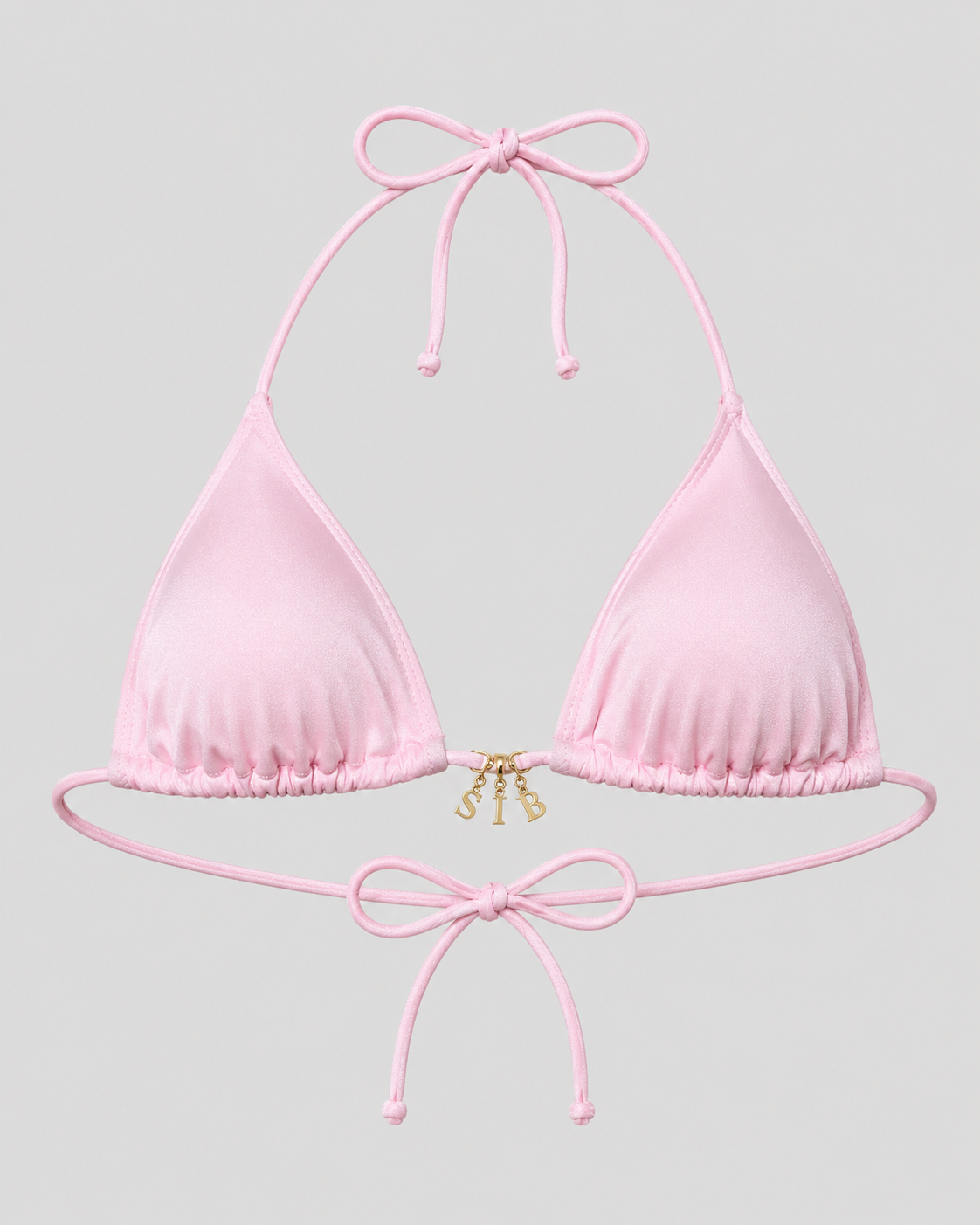 Bikini Lezzy triangolo in tessuto glossy finish rosa con charms