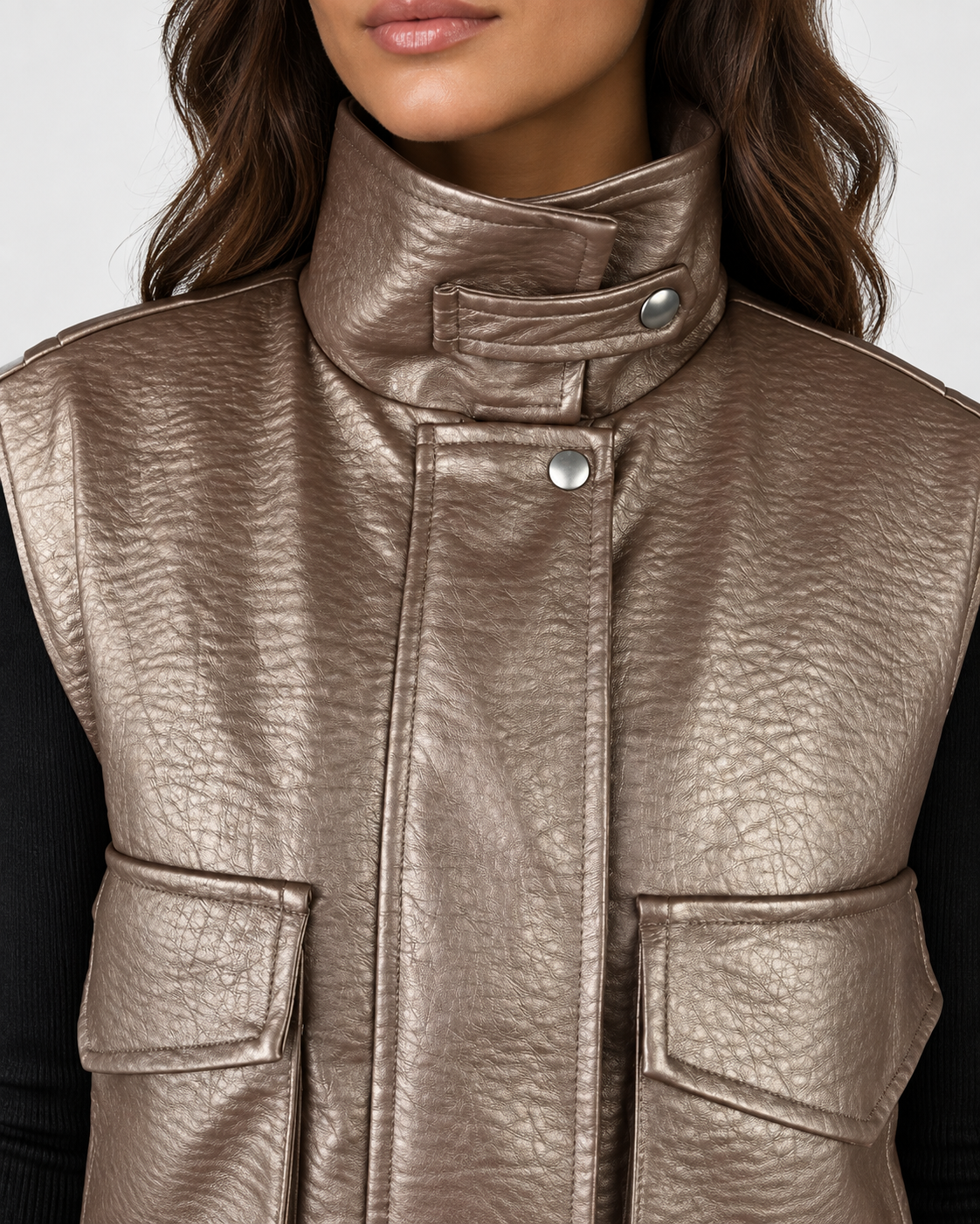 Dixie giubbotto smanicato donna in ecopelle cuoio