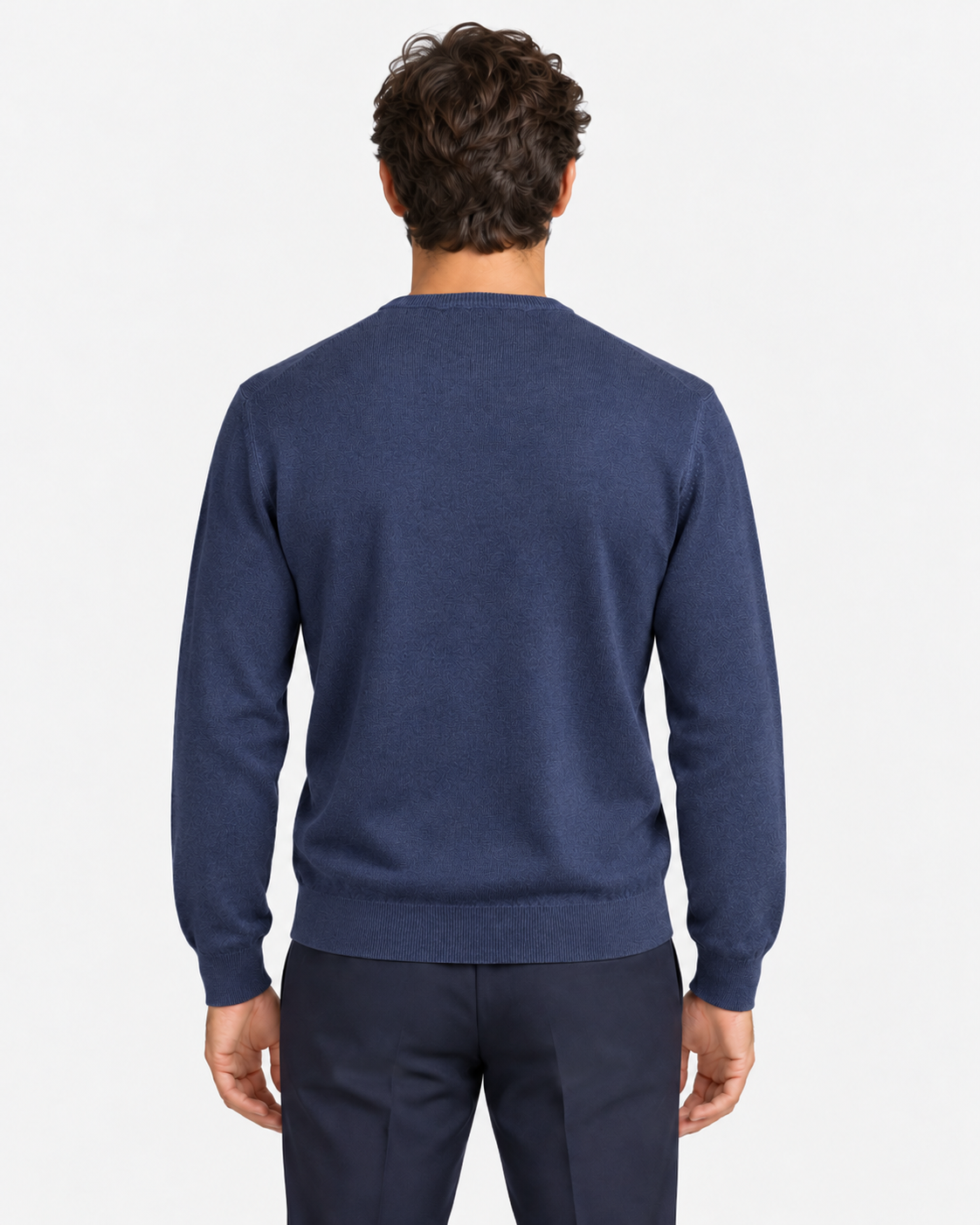 Gran Sasso Maglia Uomo Girocollo in Lana Blue Denim