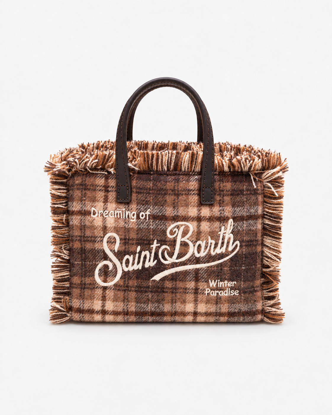 MC2 Saint Barth Borsa Donna Vanity Mini Tartan Marrone con Frange