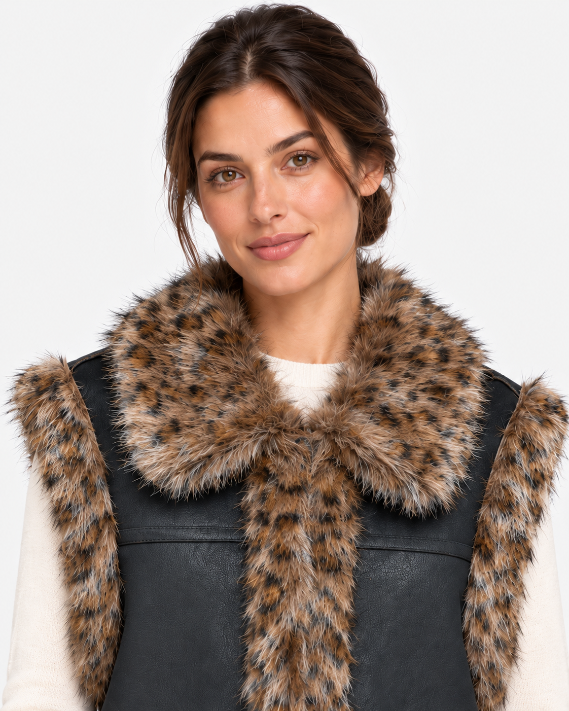 MC2 Saint Barth Gilet Donna Hesketh Nero con Dettagli Animalier