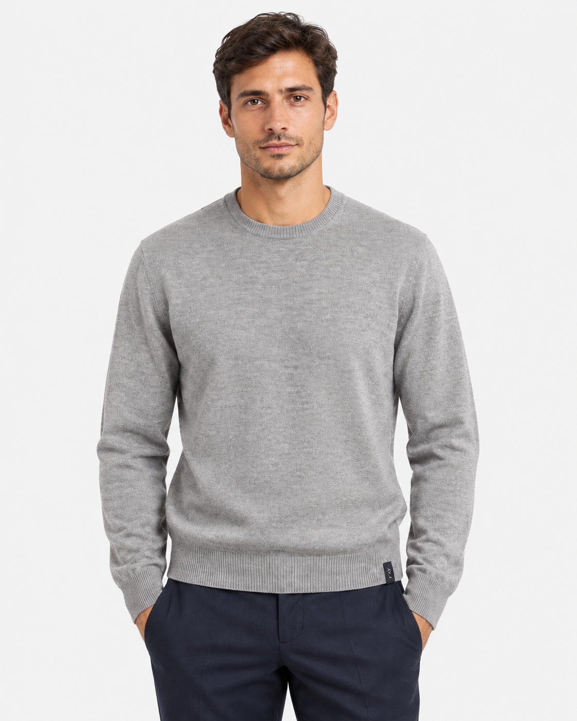 Fay Pull Girocollo Uomo in Lana Merinos grigio