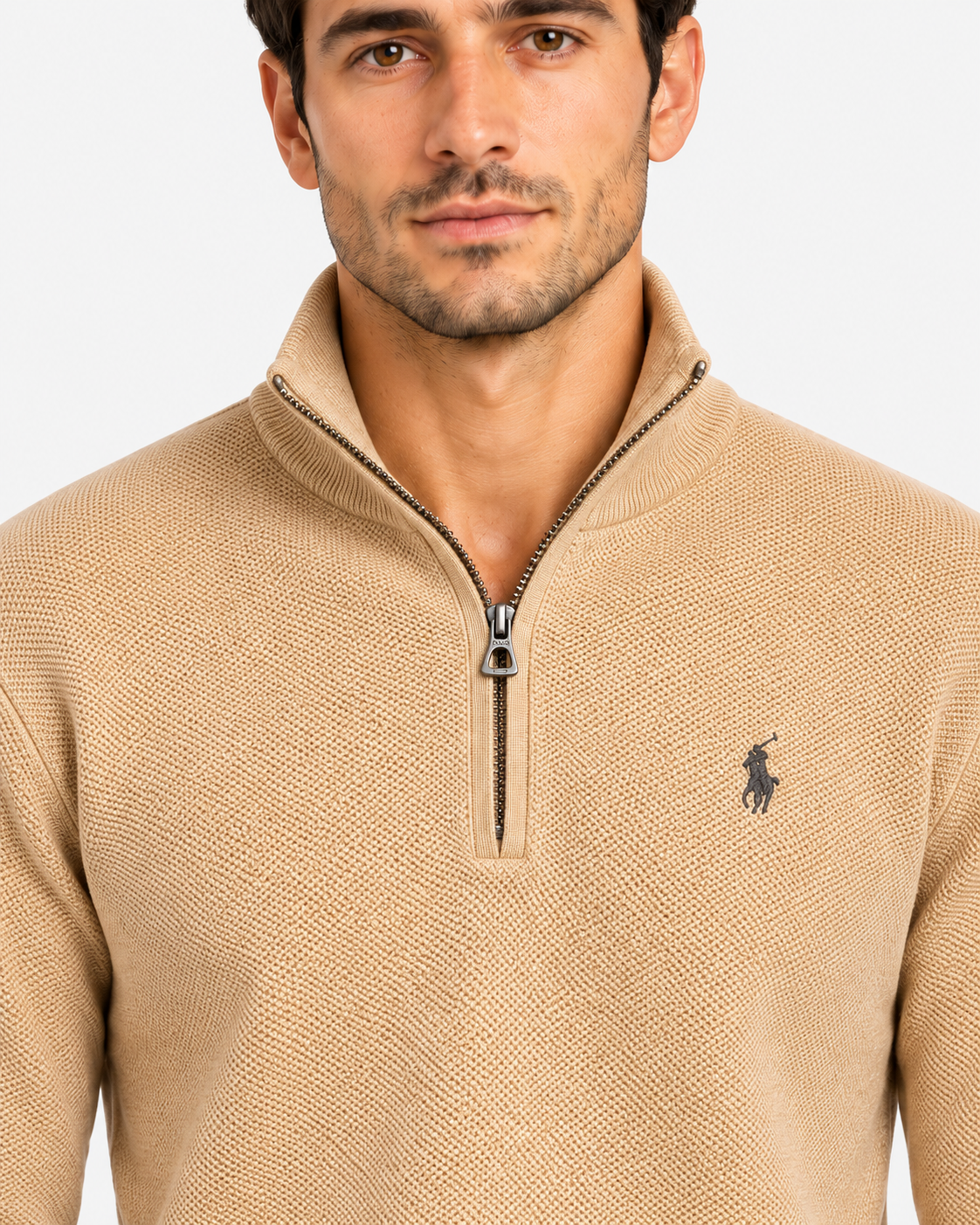 Polo ralph lauren maglia zip brown