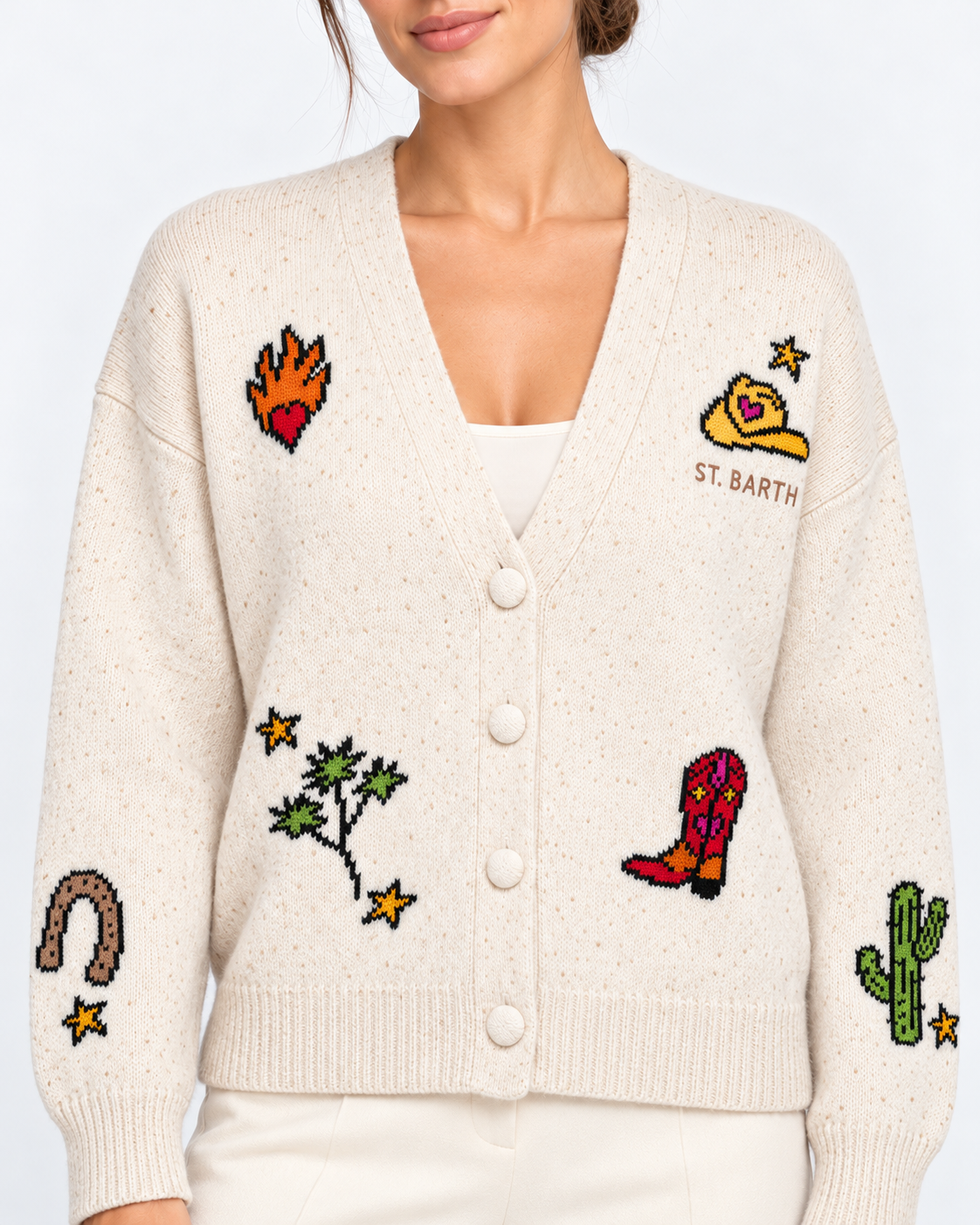 MC2 Saint Barth Cardigan Donna Sasi Donegal Cowgirl Panna