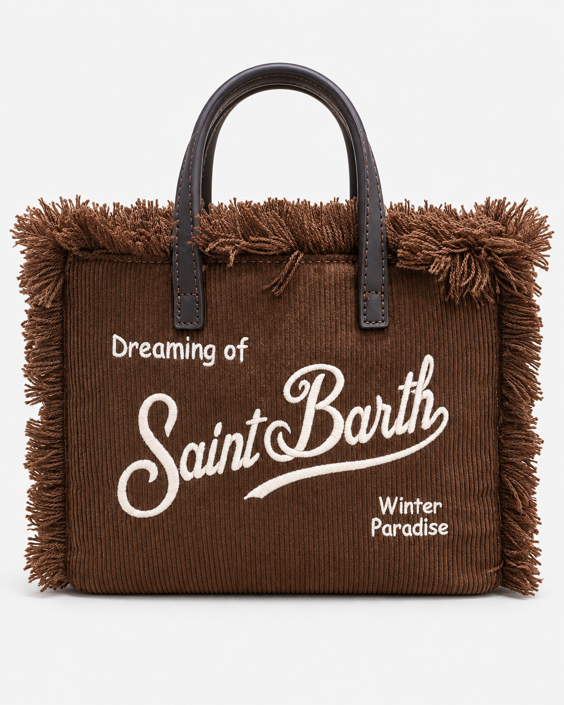 MC2 Saint Barth Borsa Donna Vanity Mini in Velluto a Coste Marrone con Tracolla