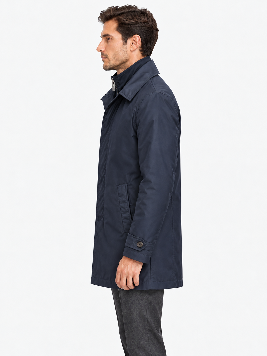Fay Morning Coat Uomo Blu in Popeline Tecnico Idrorepellente