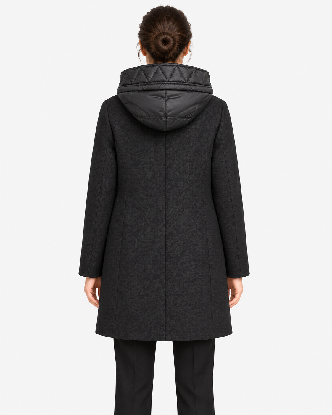 Fay Toggle Coat Donna Nero in Lana e Cashmere con Cappuccio