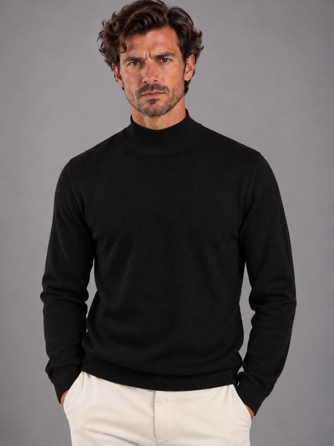 Tagliatore Maglione Uomo Lupetto in Lana Black