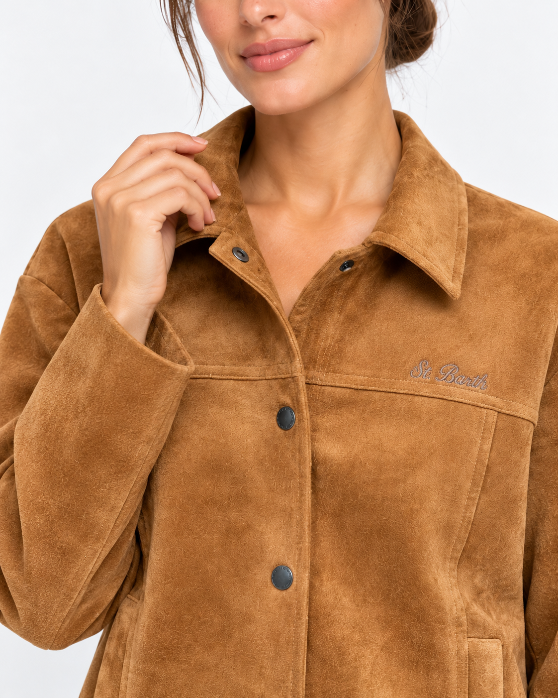 MC2 Saint Barth Giacca Camicia Donna Veyra Effetto Suede Cammello
