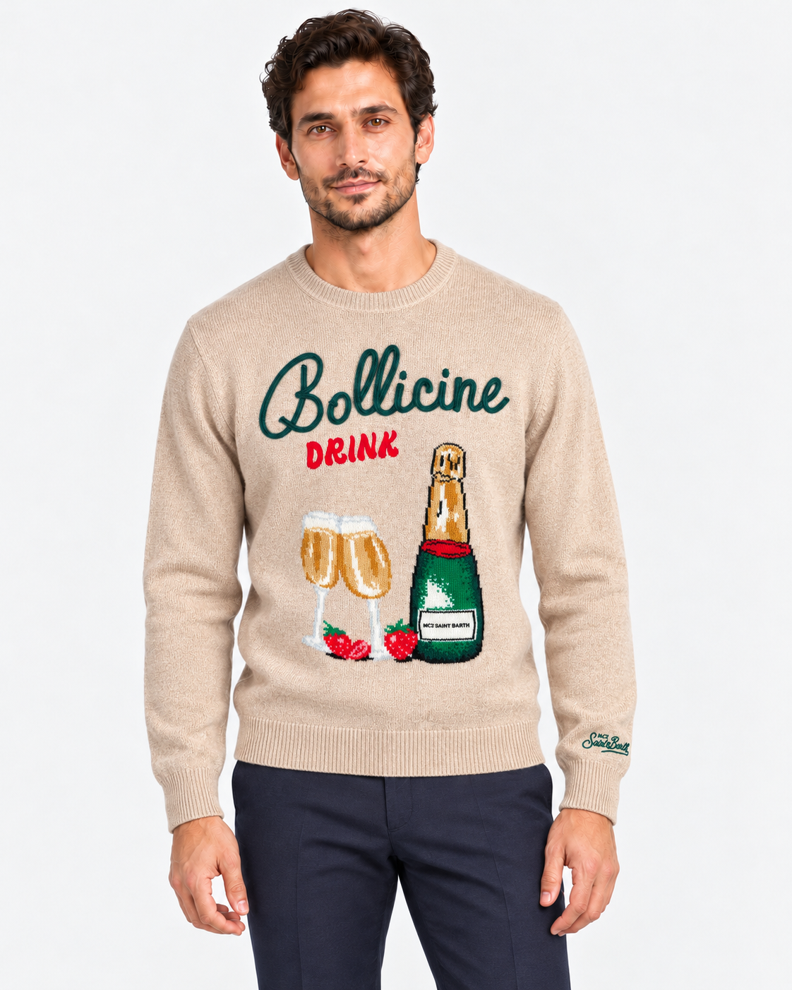 MC2 Saint Barth Maglia Uomo Heron Bollicine Drink Beige