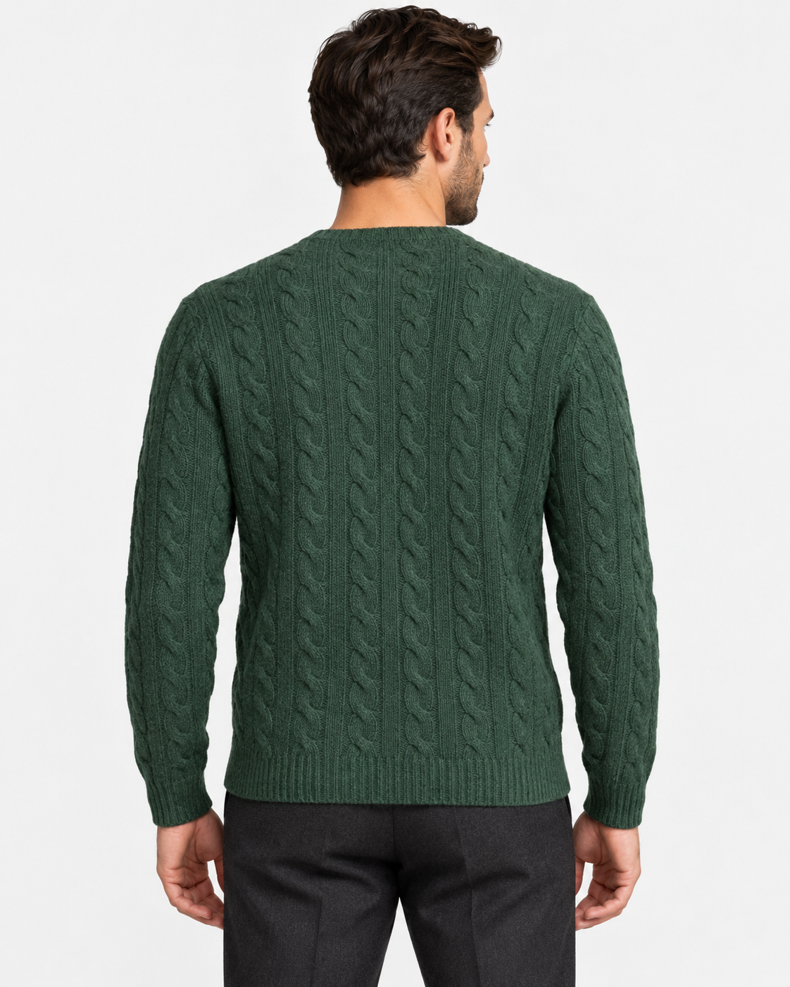 Polo Ralph Lauren Maglia Uomo Verde a Trecce in Lana e Cashmere