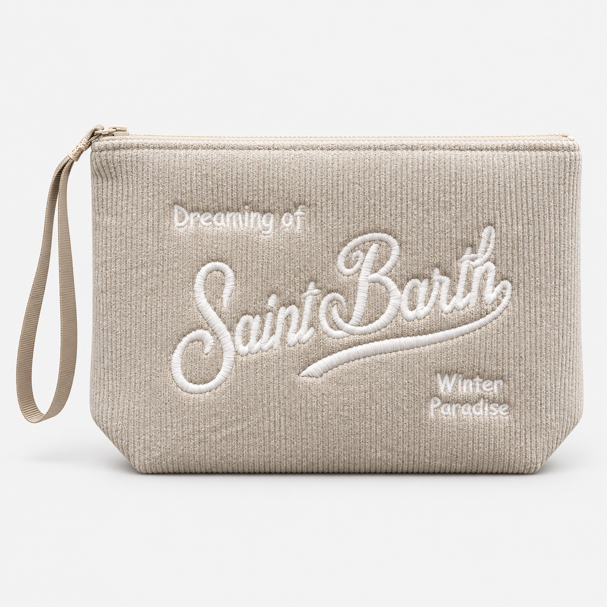 MC2 Saint Barth Pochette Donna Aline in Velluto a Coste Beige