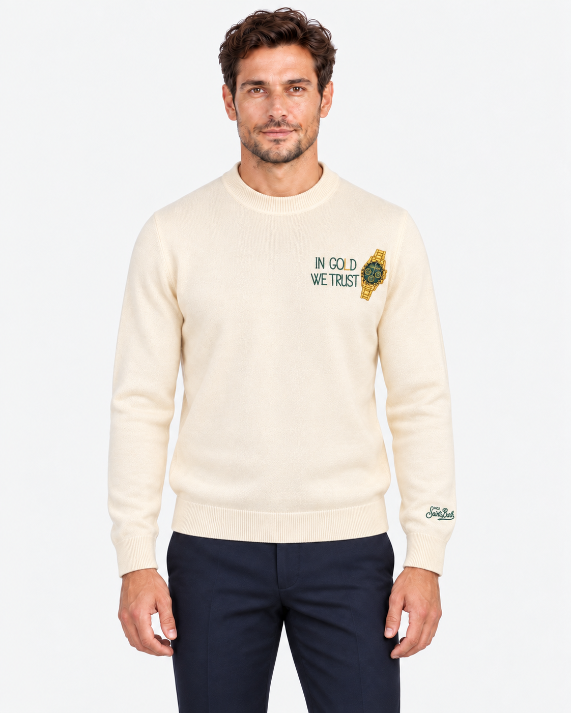 MC2 Saint Barth Maglia Uomo Gold Trust Panna