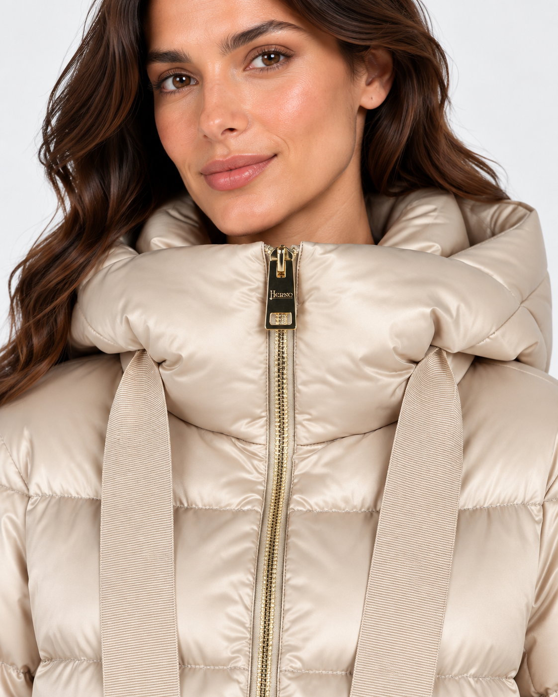 Herno Piumino donna A-shape in satin Chantilly