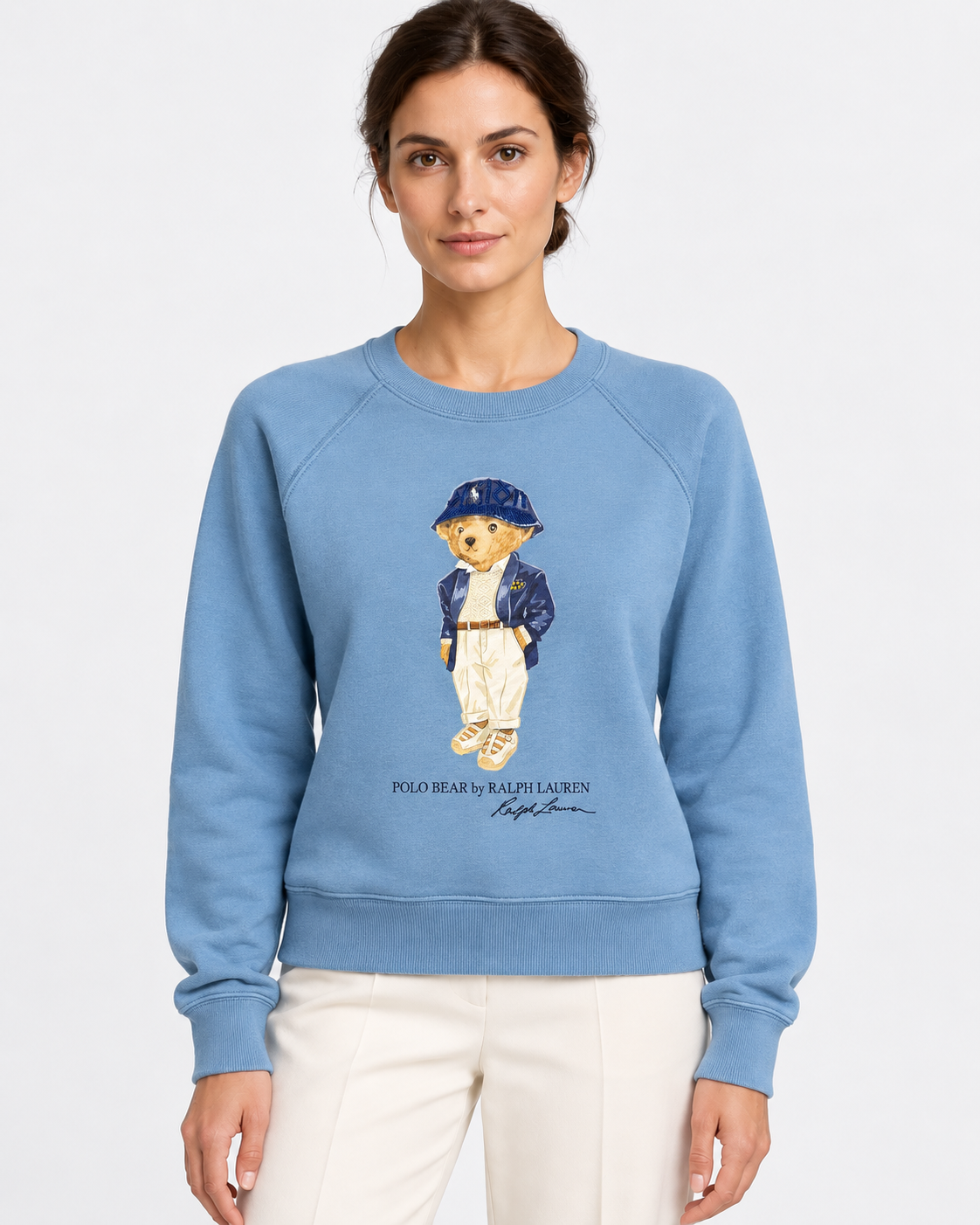 Polo Ralph Lauren Felpa Donna Polo Bear Girocollo Azzurra