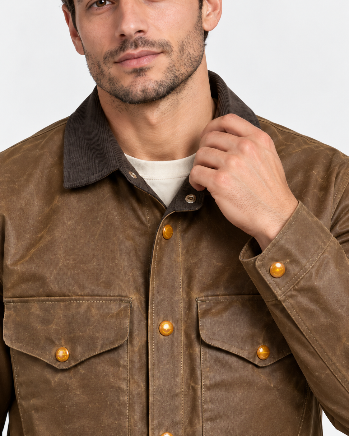 Manifattura Ceccarelli Giubbotto Uomo in Cotone Cerato Dark Tan