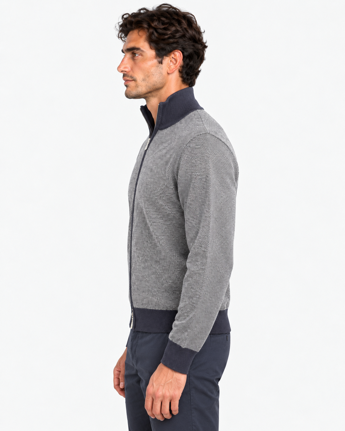Gran Sasso Cardigan uomo in lana vergine grigio