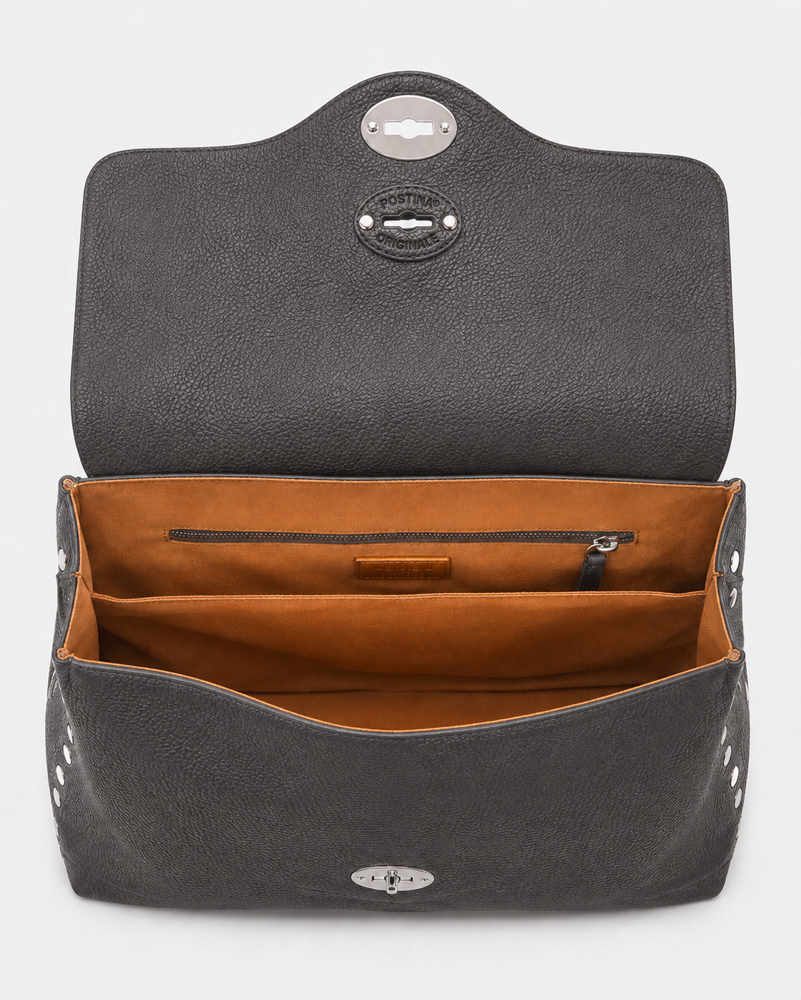 BORSA POSTINA® MEDIUM IN PELLE MARTELLATA GREY VULCANO