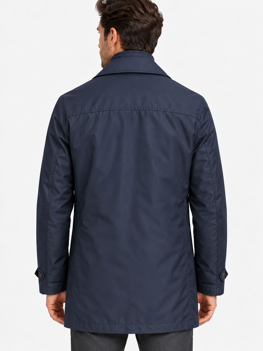 Fay Morning Coat Uomo Blu in Popeline Tecnico Idrorepellente