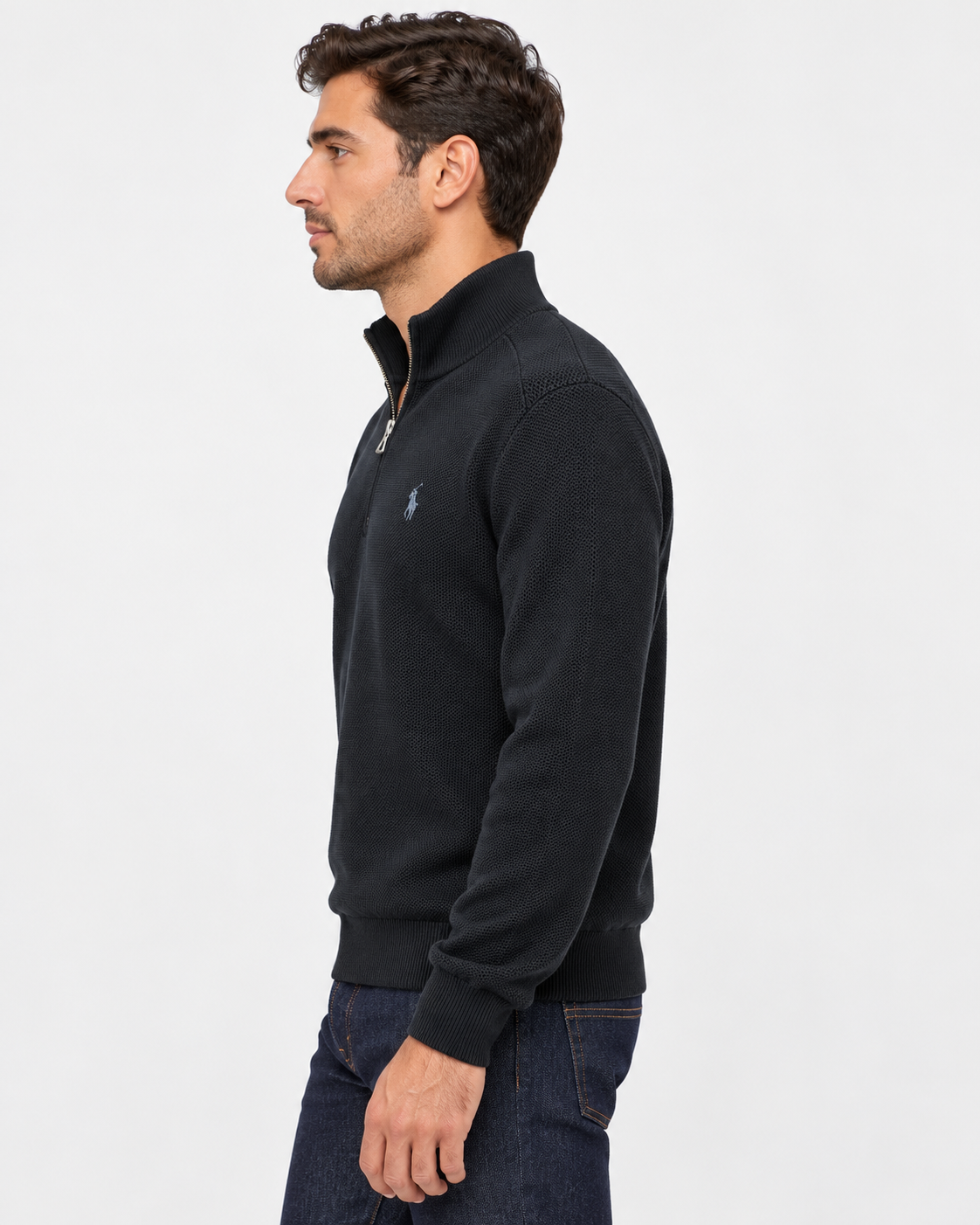 Polo Ralph Lauren Maglia Uomo Mezza Zip a Nido d’Ape Nera