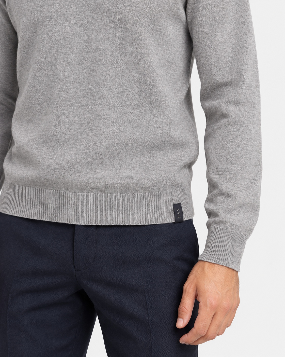 Fay Pull Girocollo Uomo in Lana Merinos grigio
