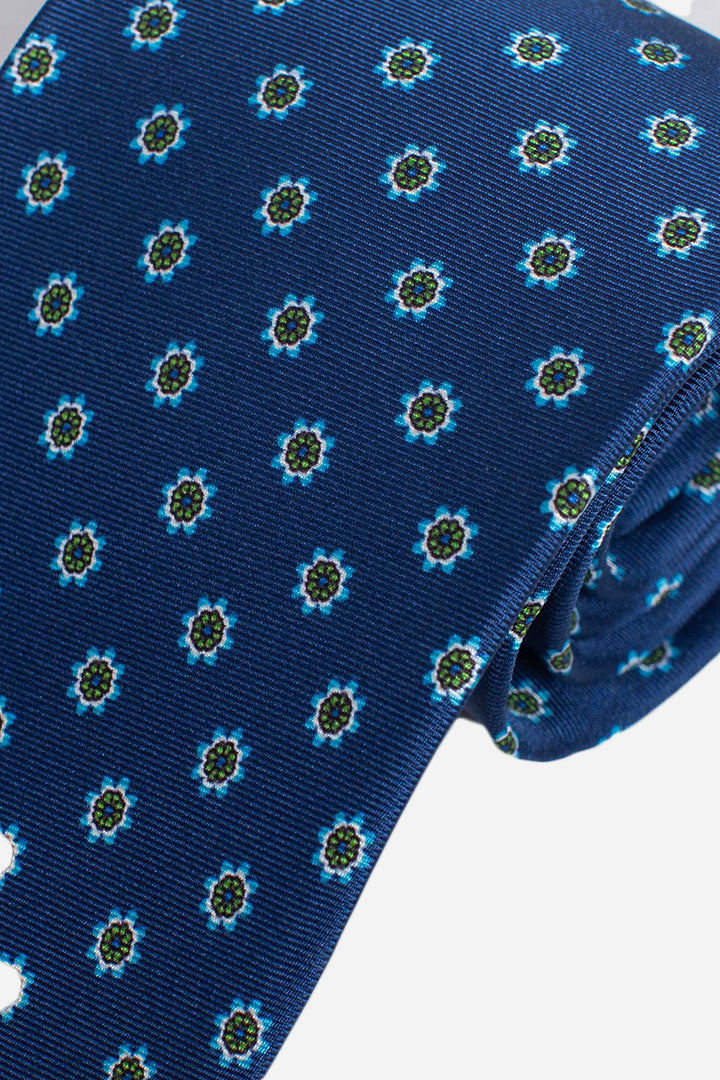 Cravatta in seta gentleman fiore blu