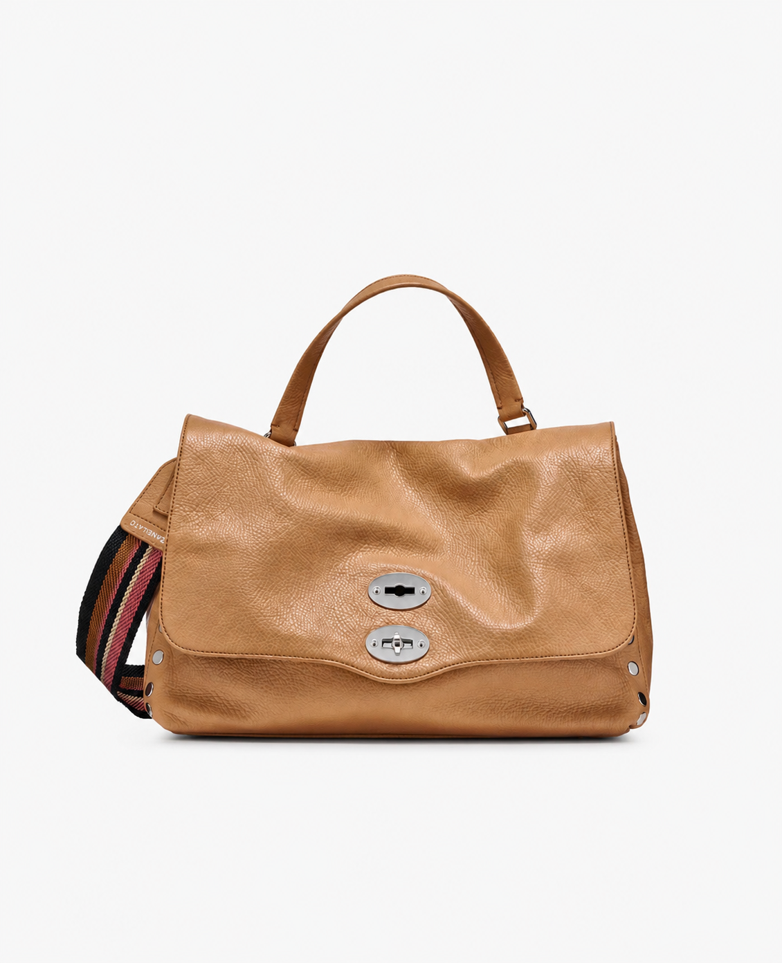 BORSA POSTINA® MEDIUM IN PELLE MARTELLATA BROWN CANTUCCI