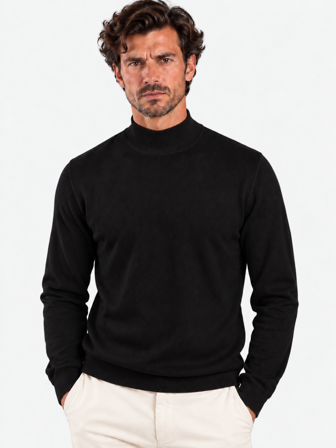 Tagliatore Maglione Uomo Lupetto in Lana Black