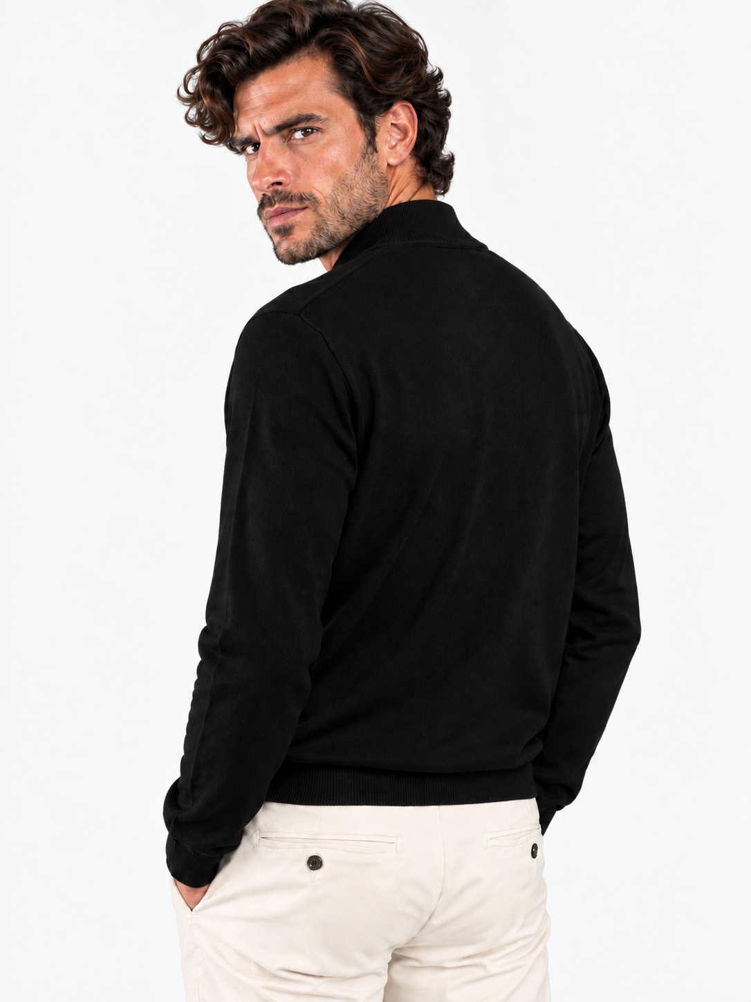 Tagliatore Maglione Uomo Lupetto in Lana Black