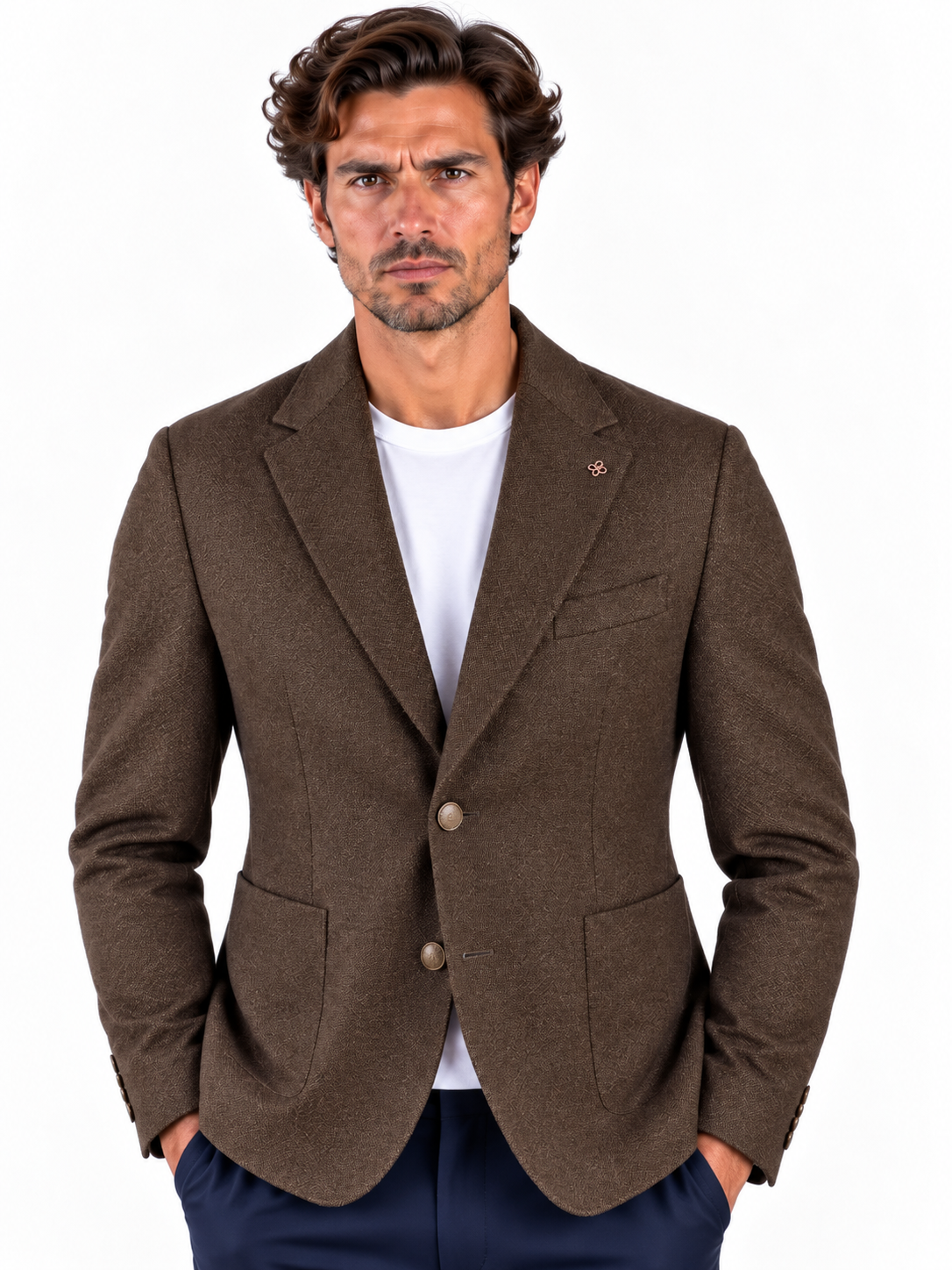 Tagliatore giacca uomo montecarlo monopetto in lana vergine super 100's Moro