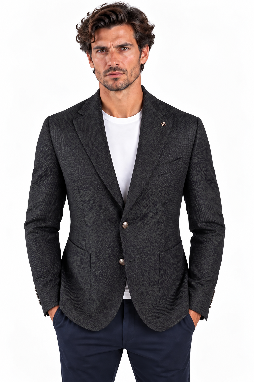 Tagliatore giacca uomo montecarlo monopetto in lana vergine super 100's Blu