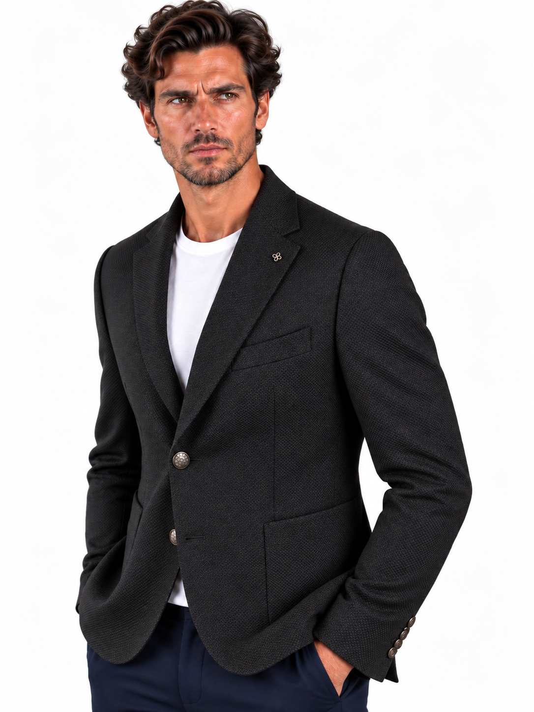 Tagliatore giacca uomo montecarlo monopetto in lana vergine super 100's Blu