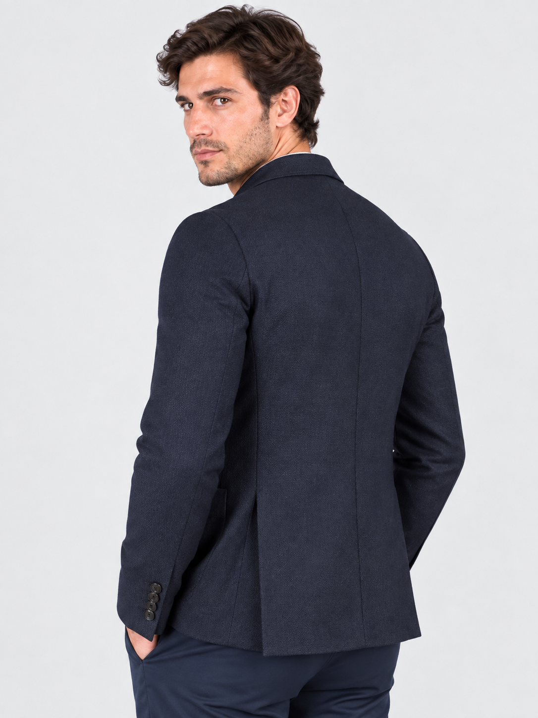 Tagliatore Giacca Uomo Montecarlo Doppiopetto in Lana Vergine Super 100's Blu