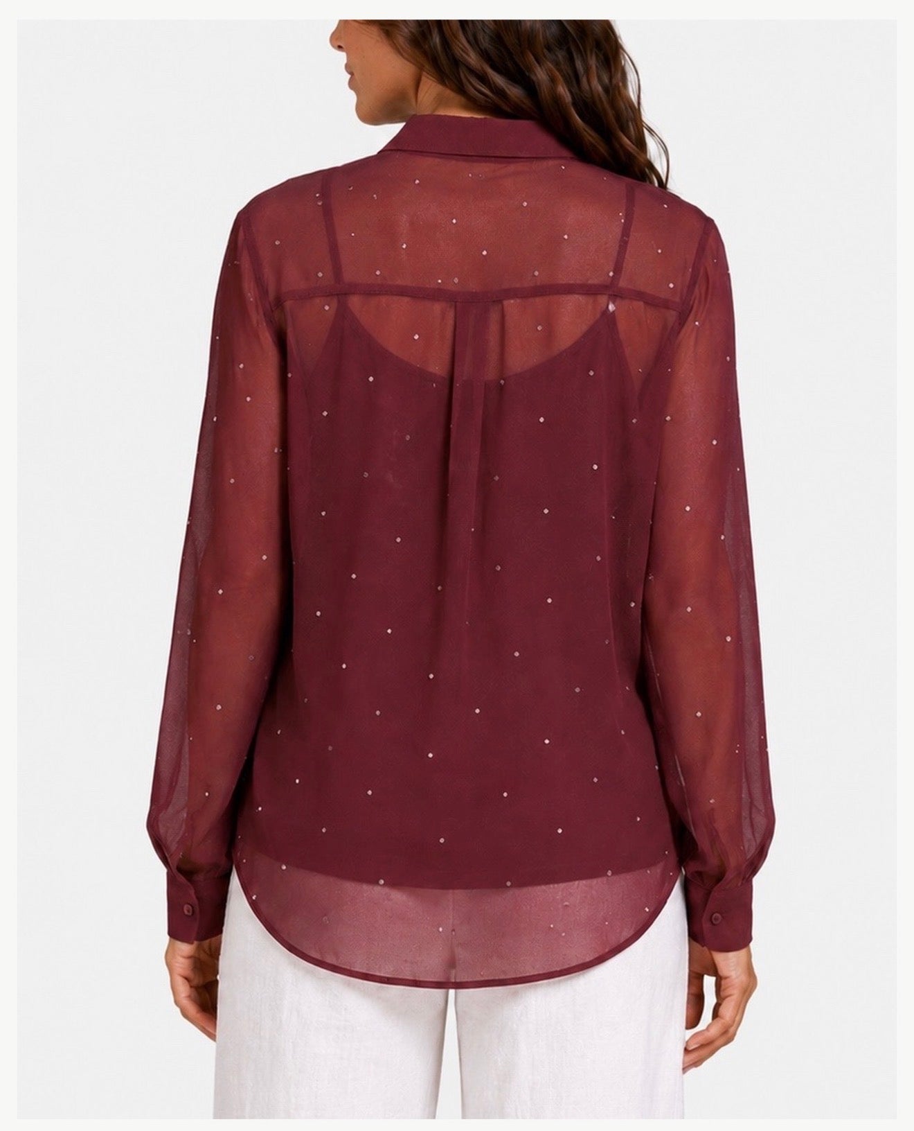 Camicia Brigitte in georgette strass bordeaux