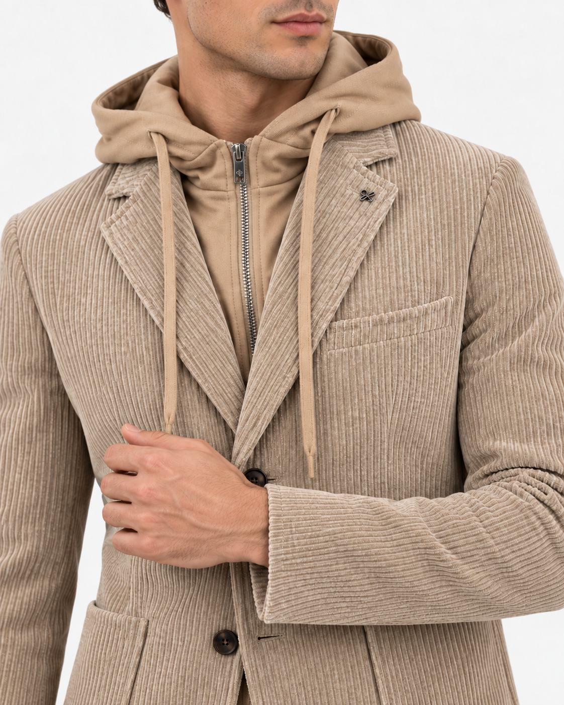 Distretto 12 Giacca Uomo Torino Cammello con Cappuccio