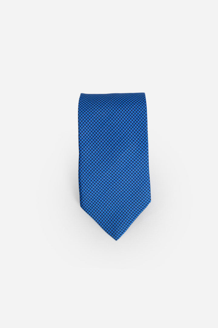Cravatta in seta quadratino blu nero