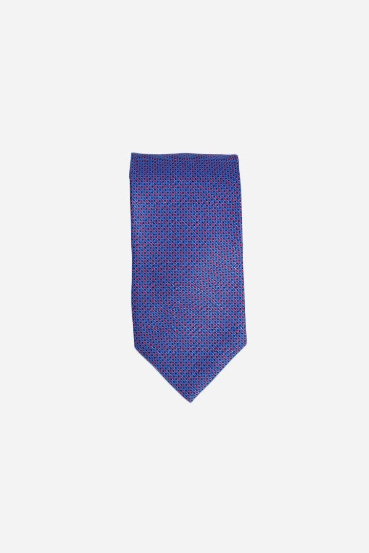 Cravatta in seta quadratino rosso blu