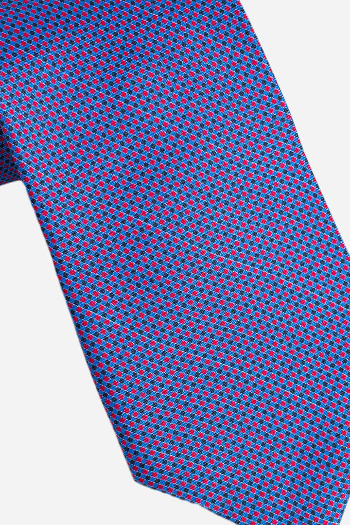 Cravatta in seta quadratino rosso blu